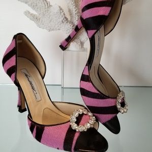 Brian Atwood heels fuschsia/tiger. Sz 36. Pony hai